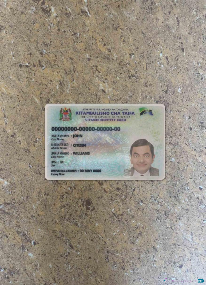 Download Tanzania ID version 2 photolook FRONT Photoshop template